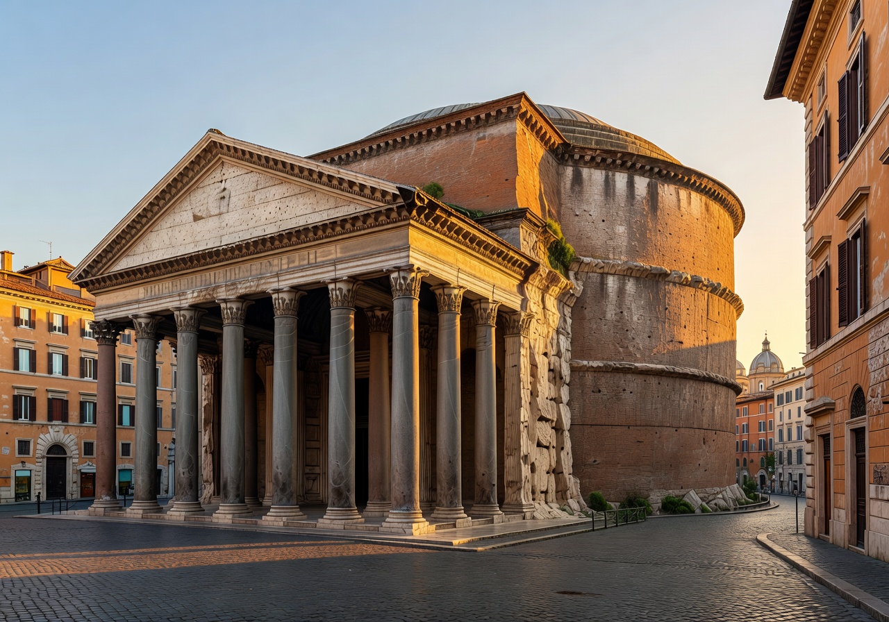 Rome skyline with St Peter's Basilica at sunset